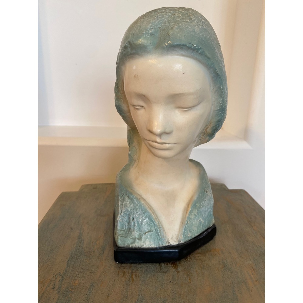 Vincent Glinsky Face of Love Madonna Bust MCM Cast Stone Signed Vintage